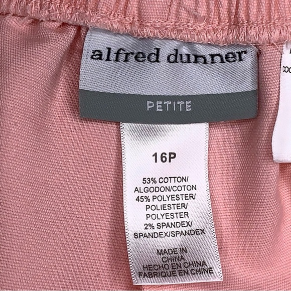 Size Petite 16 Alfred Dunner Pink Capri Pants Elastic Waistband Pastel Cotton - Picture 8 of 12